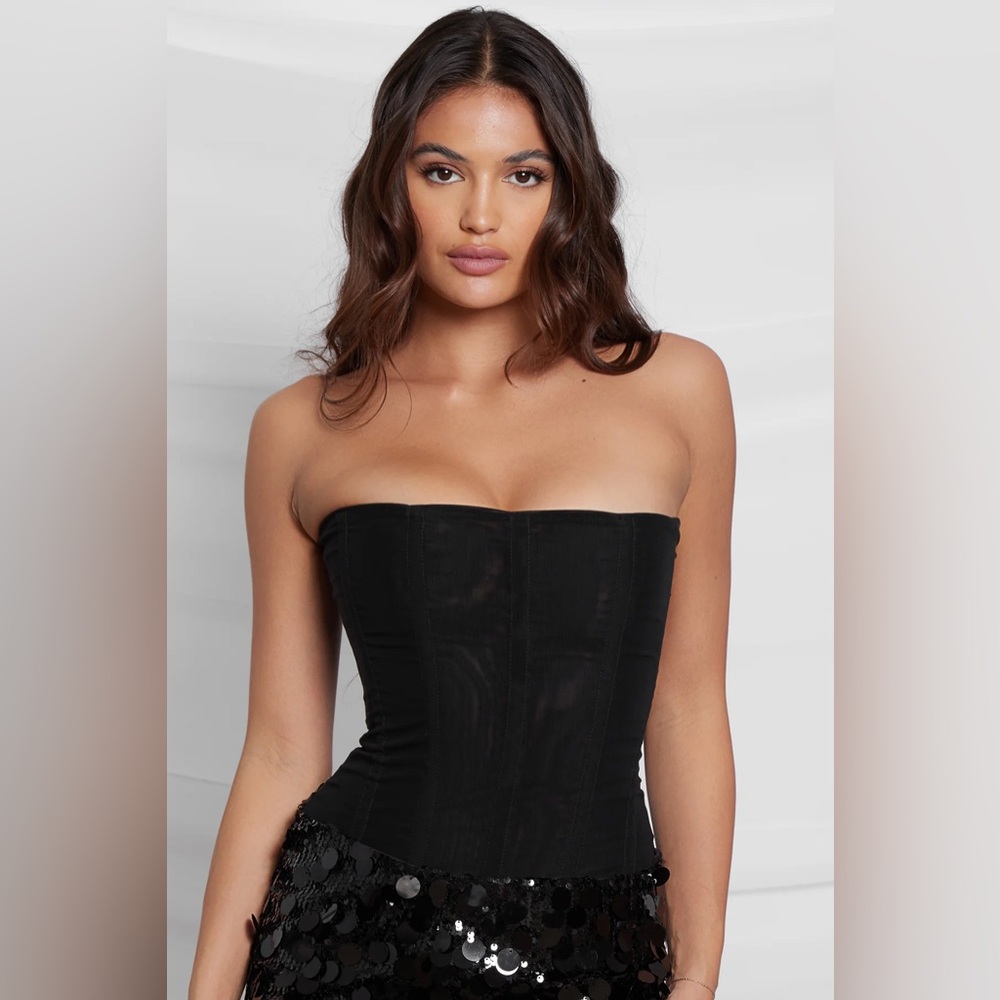 leau muse mesh corset top